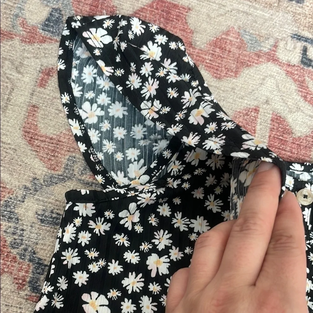 Justice Black and White Floral Kids Blouse